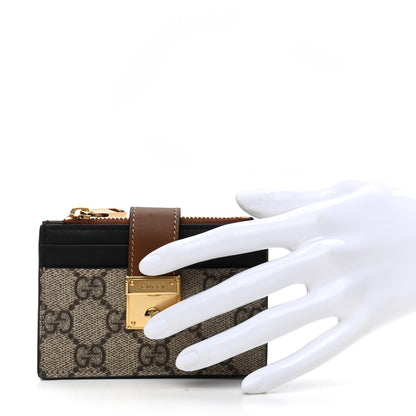 Gucci GG Supreme Monogram Padlock Card Case Wallet Beige Ebony 2 of 6