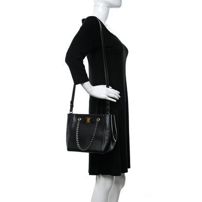 Salvatore Ferragamo Calfskin Vany Bag Black 10 of 10