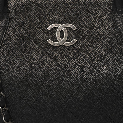 Chanel Grained Vegetal Calfskin Stitched Shopping Tote Black 10 of 12