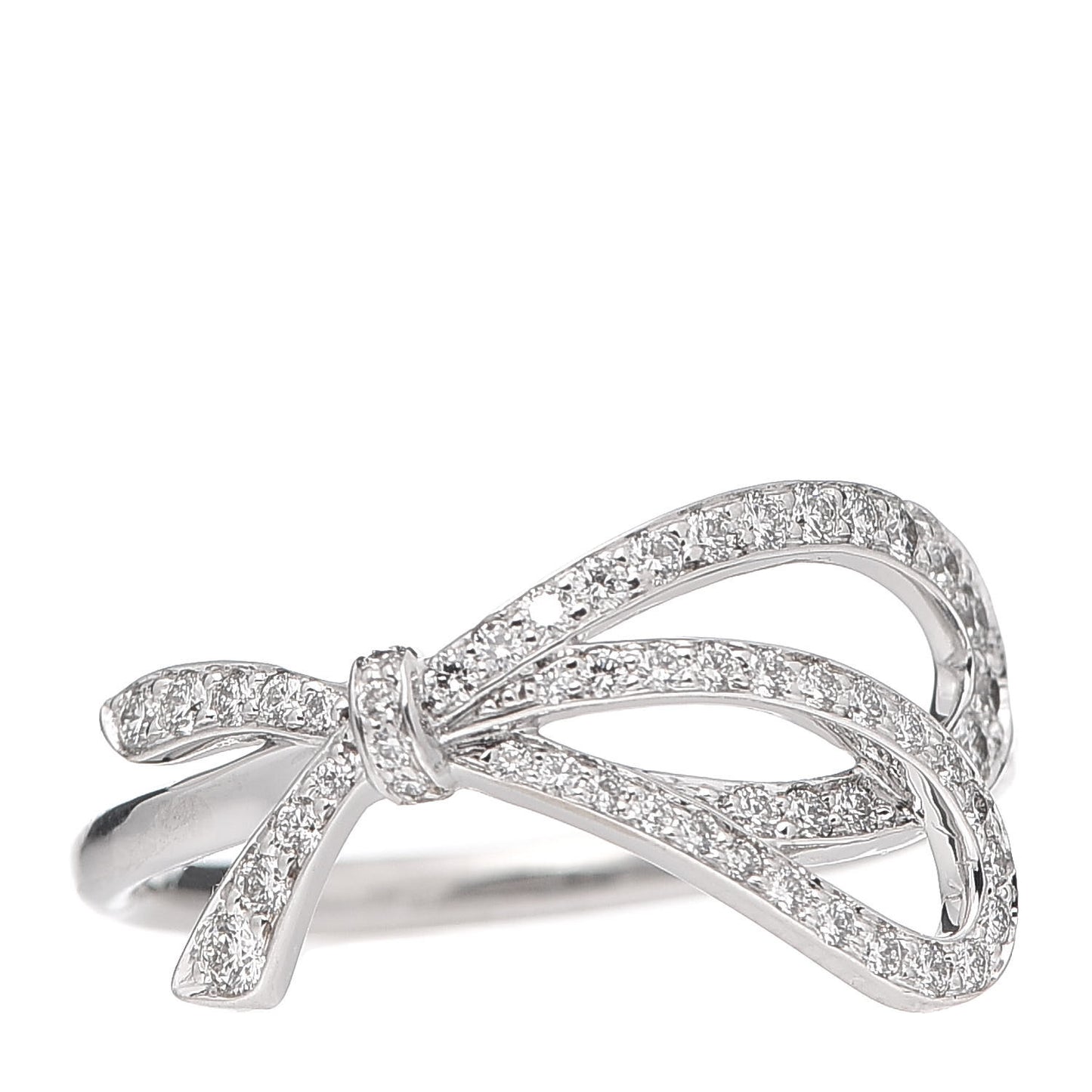 18K White Gold Diamond .40ct Bow Ring 54 7