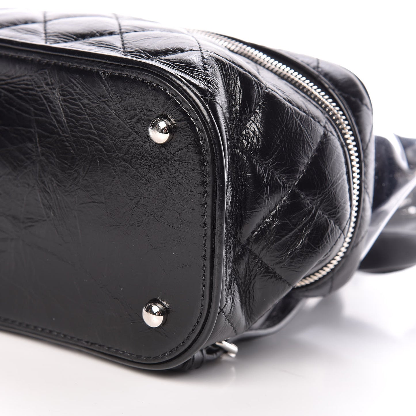 Crumpled Calfskin PVC Quilted Backpack Black