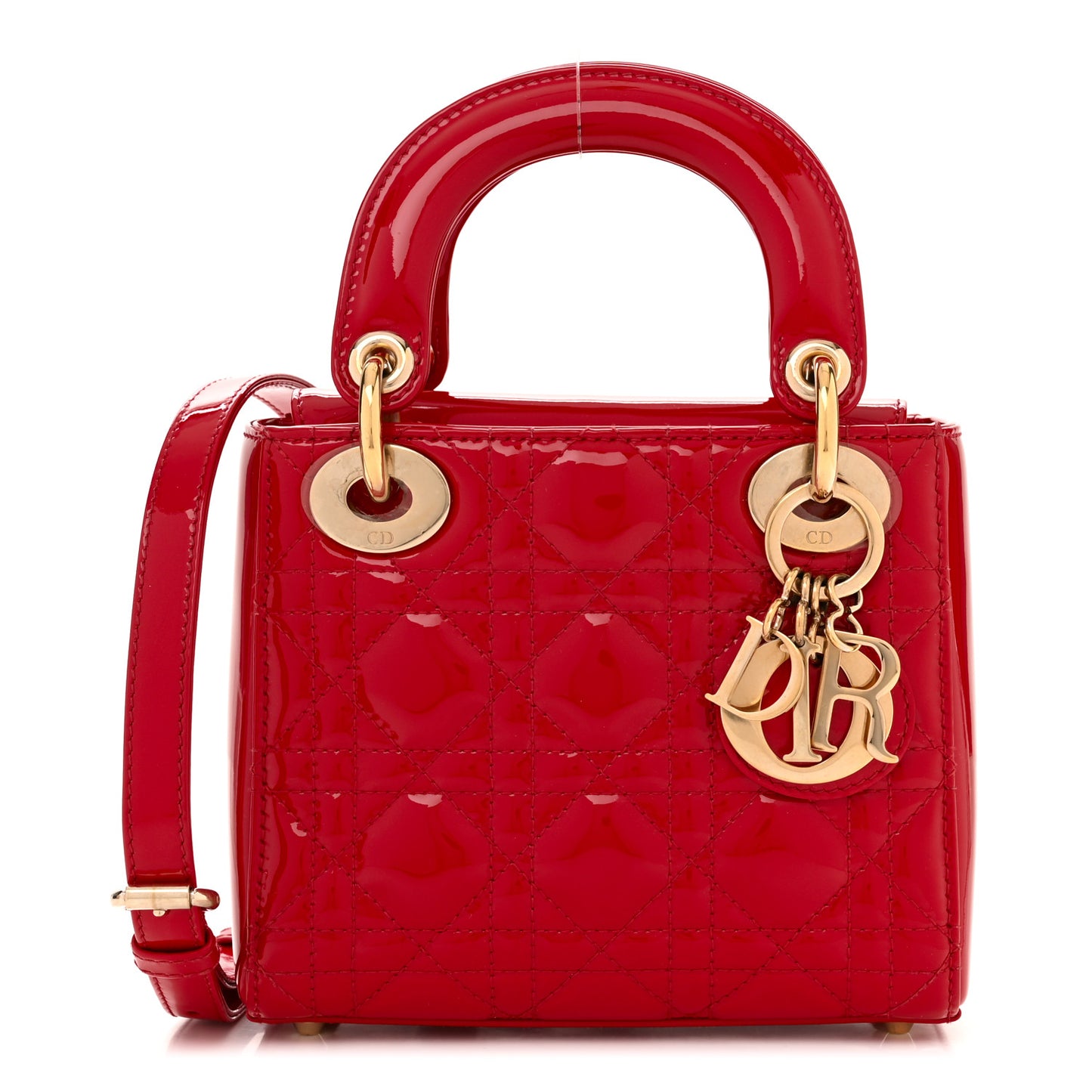 Patent Cannage Mini Lady Dior Red