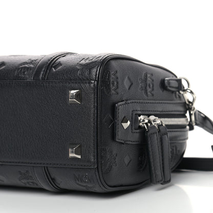 MCM Calfskin Ottomar Monogram Boston Bag Black 9 of 11