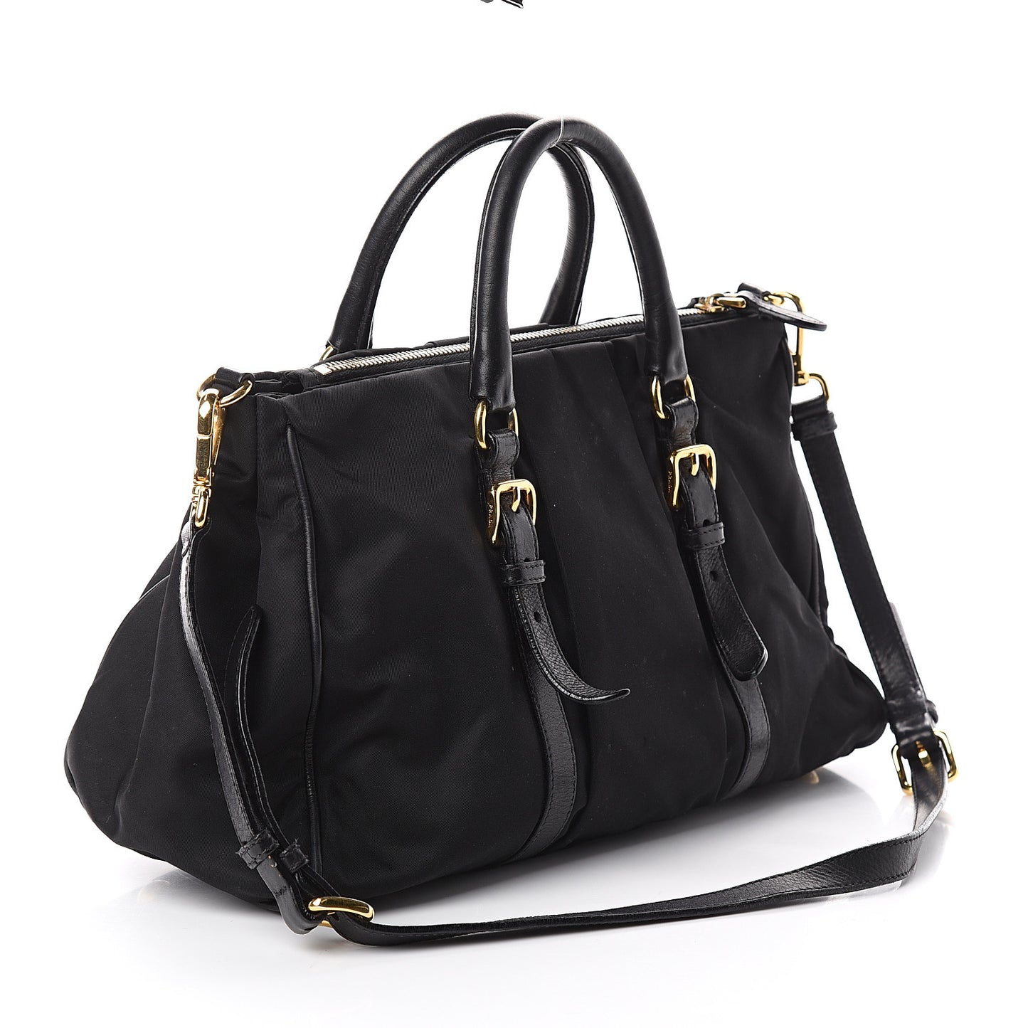 Tessuto Nylon Vitello Daino Tote Black