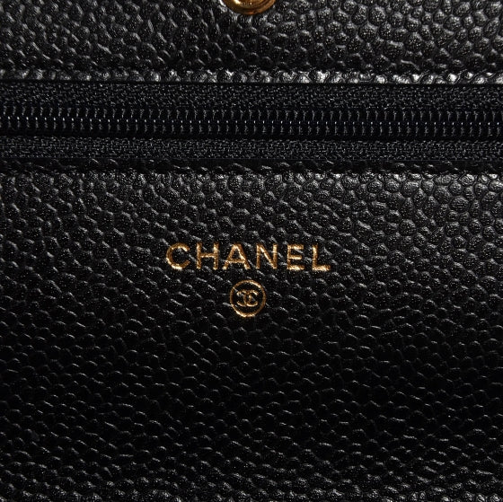 Caviar Quilted Wallet On Chain WOC Black