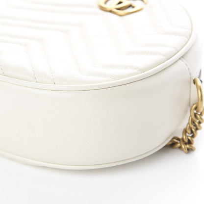 Gucci Calfskin Matelasse Mini GG Marmont Round Shoulder Bag White 6 of 8