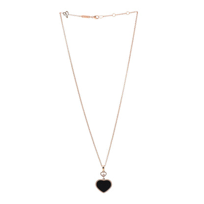 Chopard 18K Rose Gold Diamond Onyx Happy Hearts Necklace 3 of 6