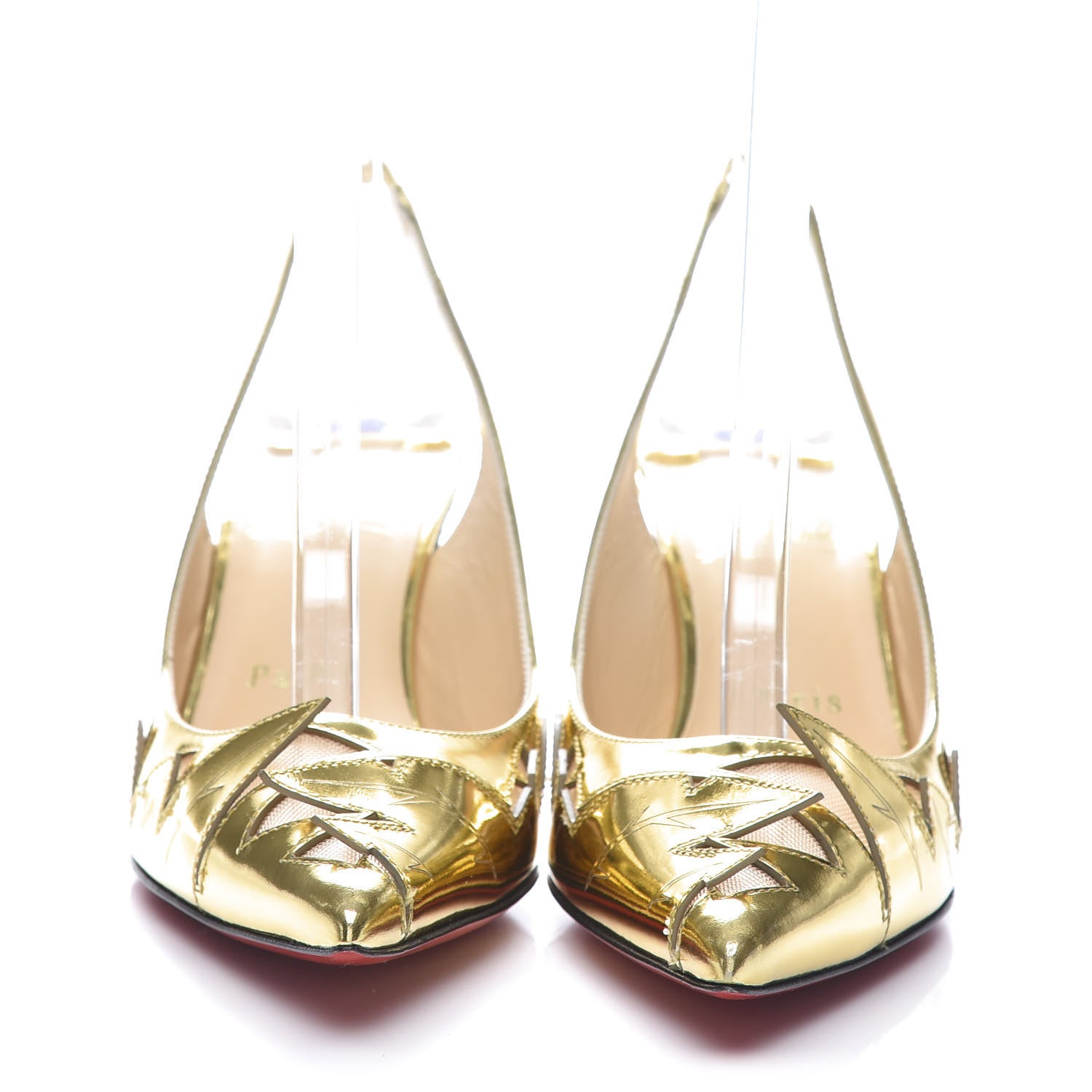 Christian Louboutin Rete Specchio Frescobella 70 Pumps 37 Gold 2 of 9