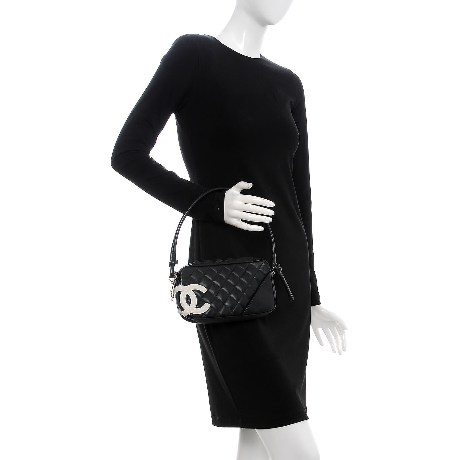 Chanel Calfskin Quilted Cambon Pochette Black White 2 of 11