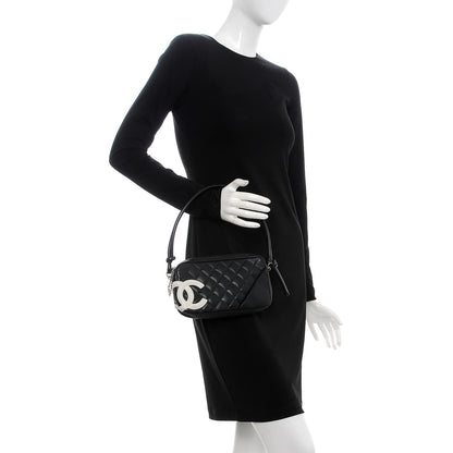 Chanel Calfskin Quilted Cambon Pochette Black White 2 of 11