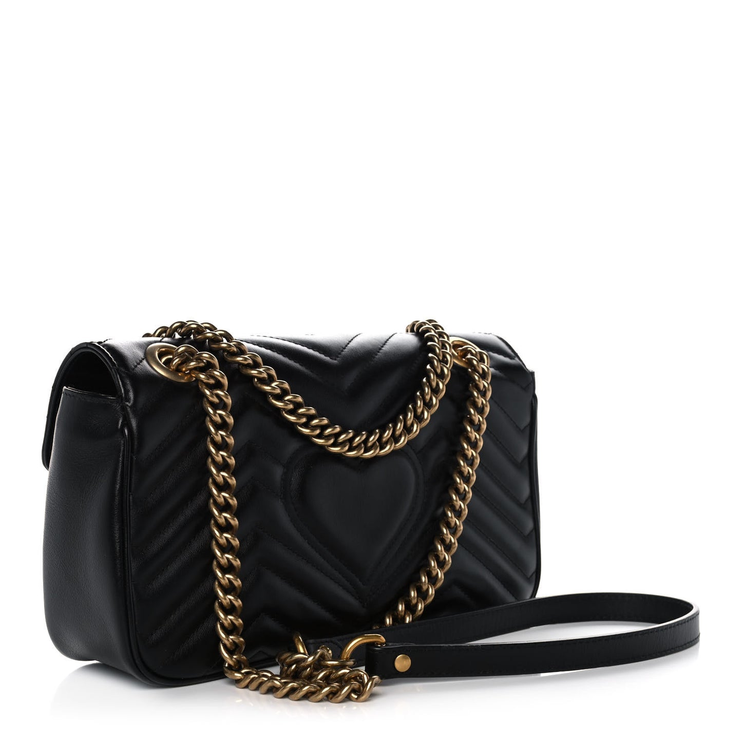 Calfskin Matelasse Small GG Marmont Shoulder Bag Black