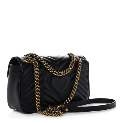 Gucci Calfskin Matelasse Small GG Marmont Shoulder Bag Black 3 of 11