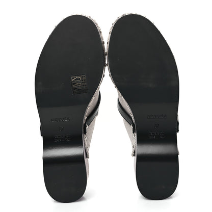 Hermes H Canvas Calfskin Carlotta Mules 37 Prunoir Black 6 of 9