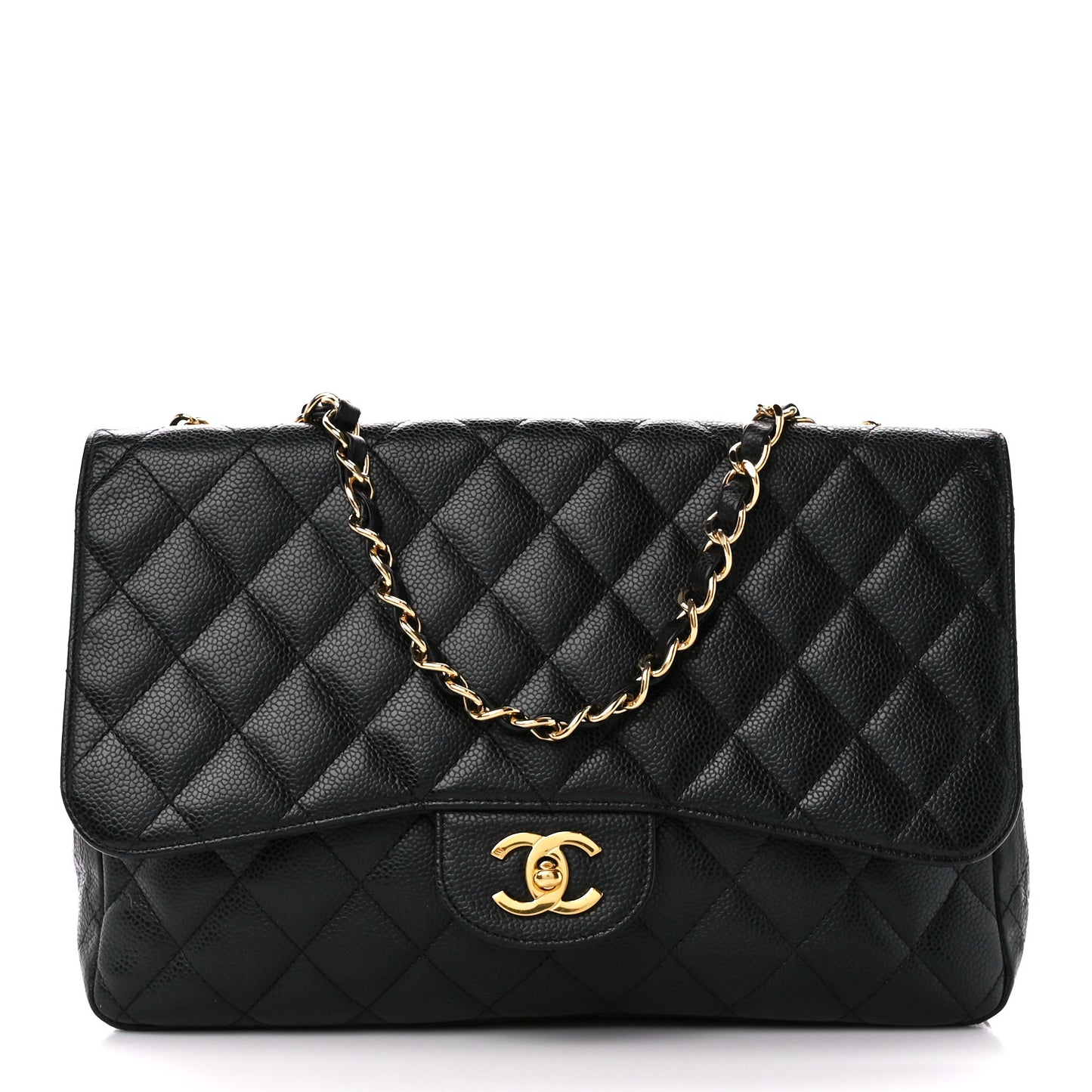 Caviar Quilted Jumbo Single Flap Black