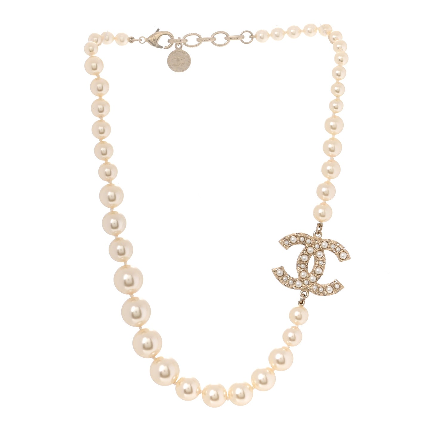 Pearl CC 100th Anniversary Necklace Light Gold