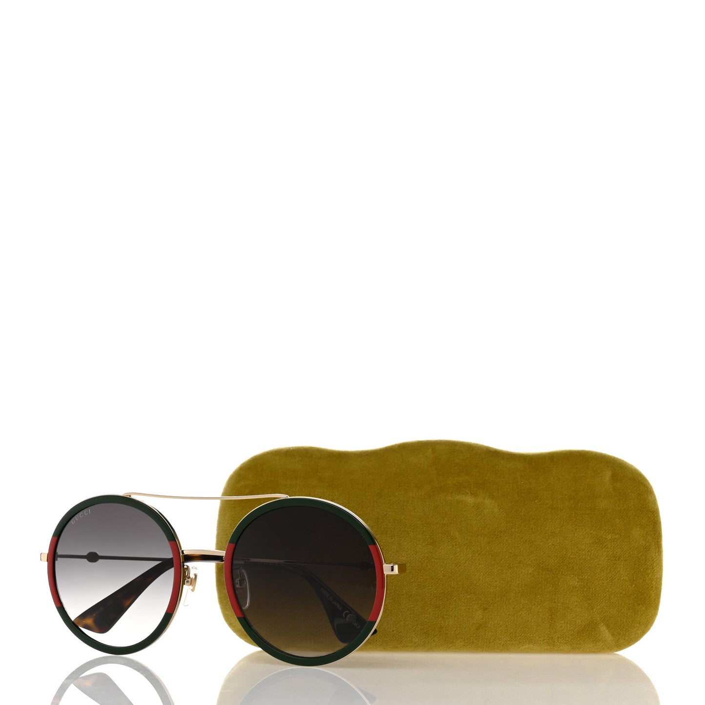 Metal Round Frame Sunglasses GG0061S Green Red