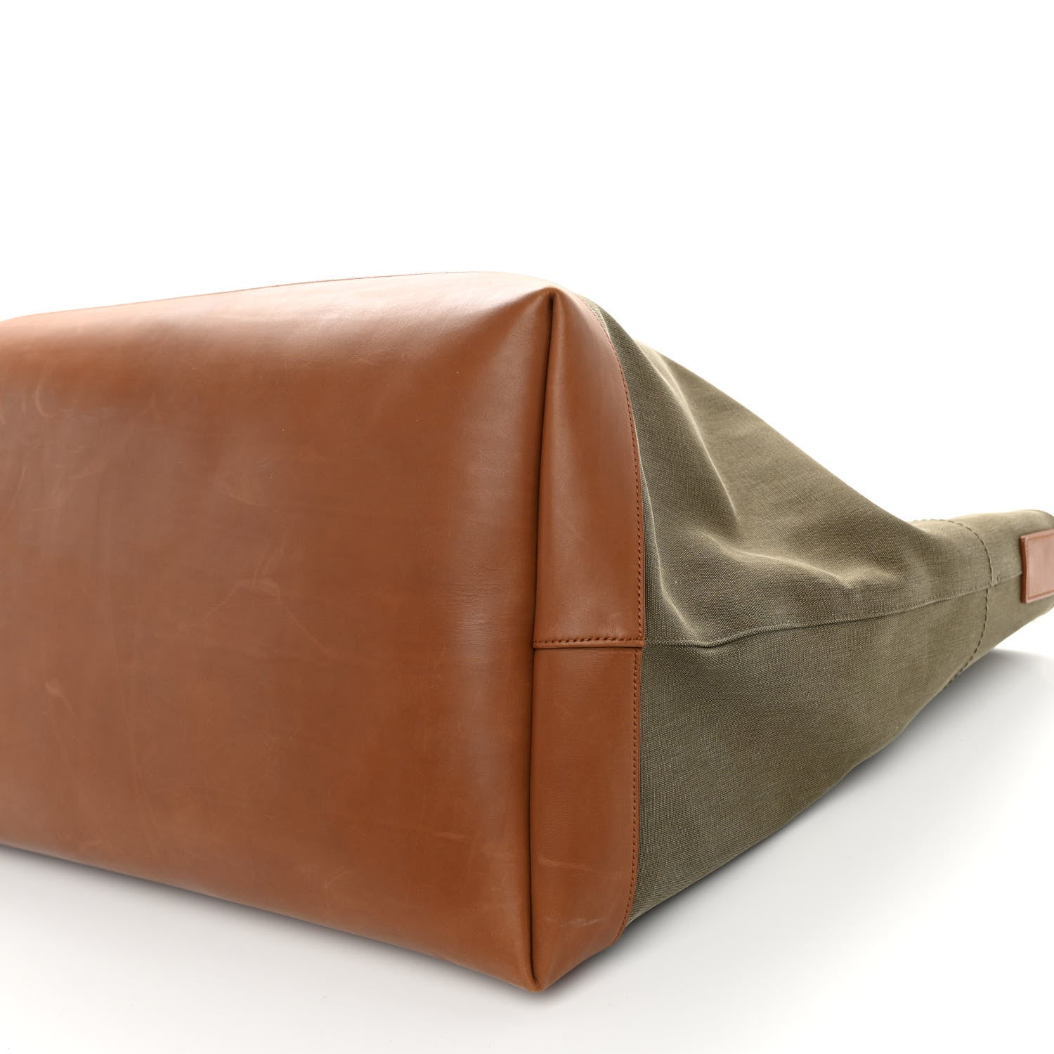 Saint Laurent Linen Calfskin Rive Gauche Maxi Tote Kaki Brown 9 of 9