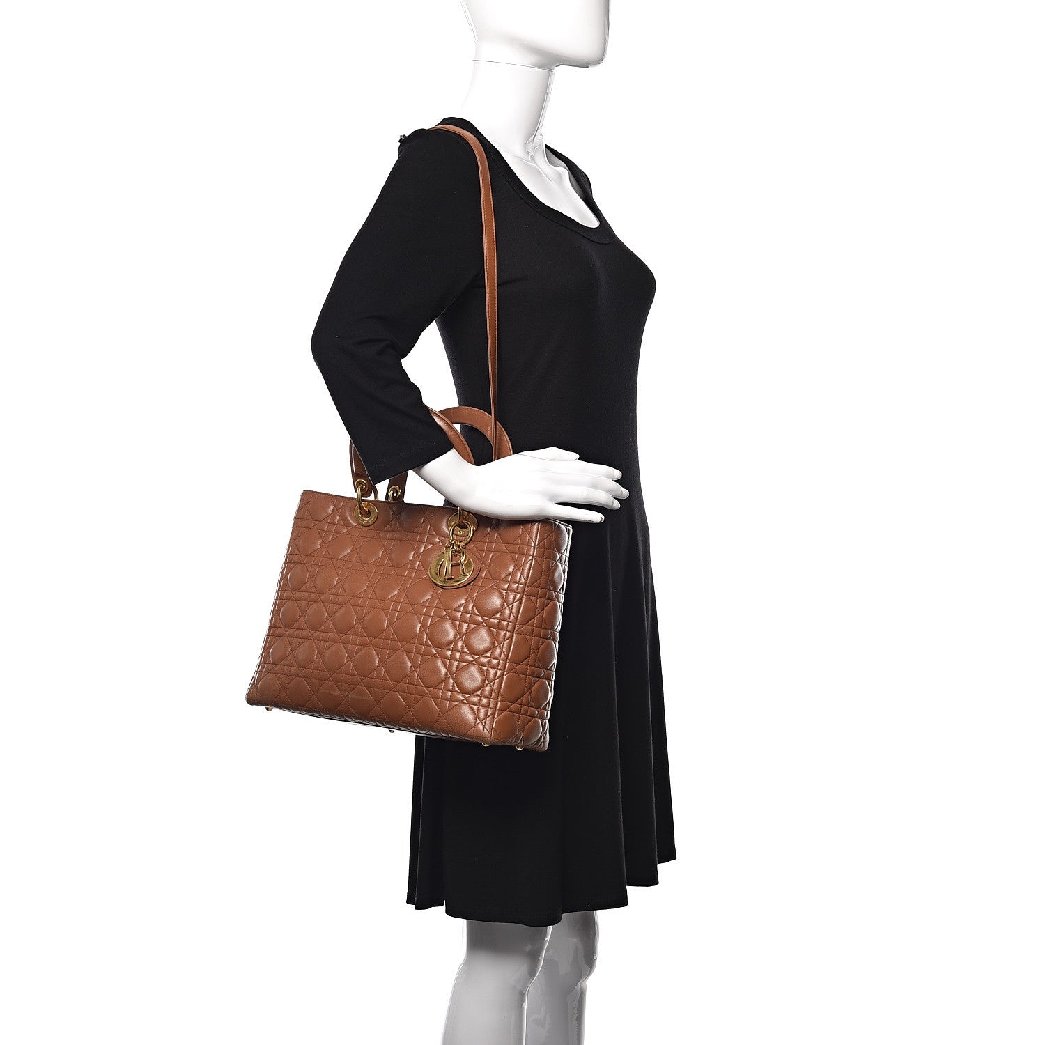 Christian Dior Lambskin Cannage Large Lady Dior Tan 2 of 19