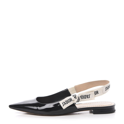 Christian Dior Patent Ribbon J'Adior Slingback Ballet Flats 35.5 Black 1 of 11