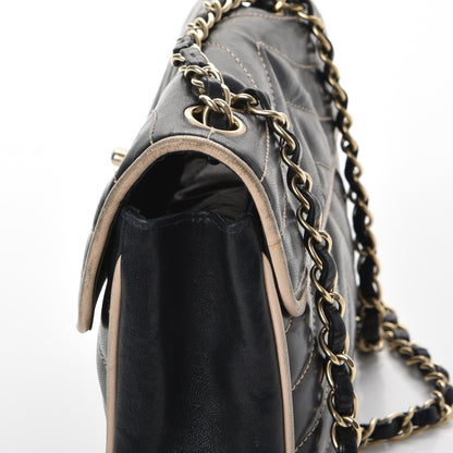 Chanel Lambskin Small Chevron Flap Black Beige 13 of 16