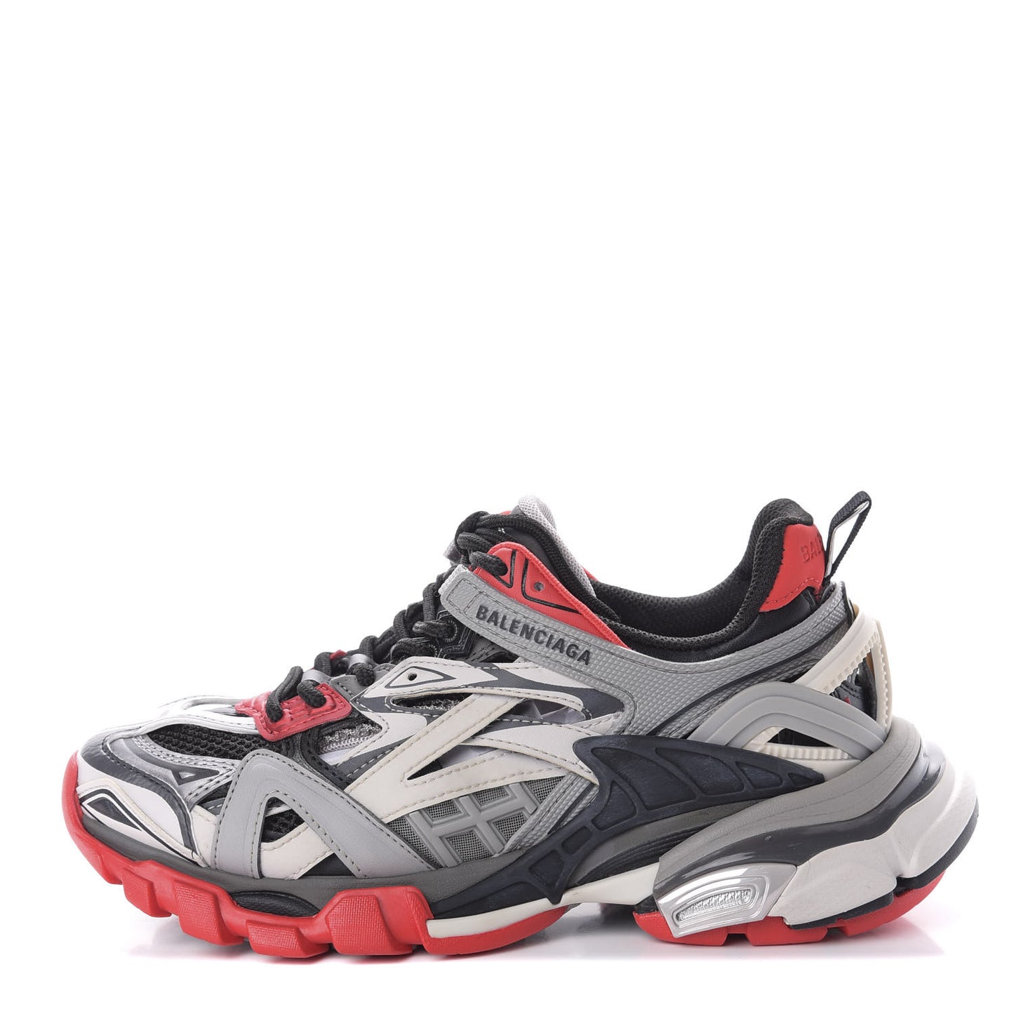 Rubber Mesh Bi-Color Womens Track.2 Open Sneakers 35 Black Grey Red