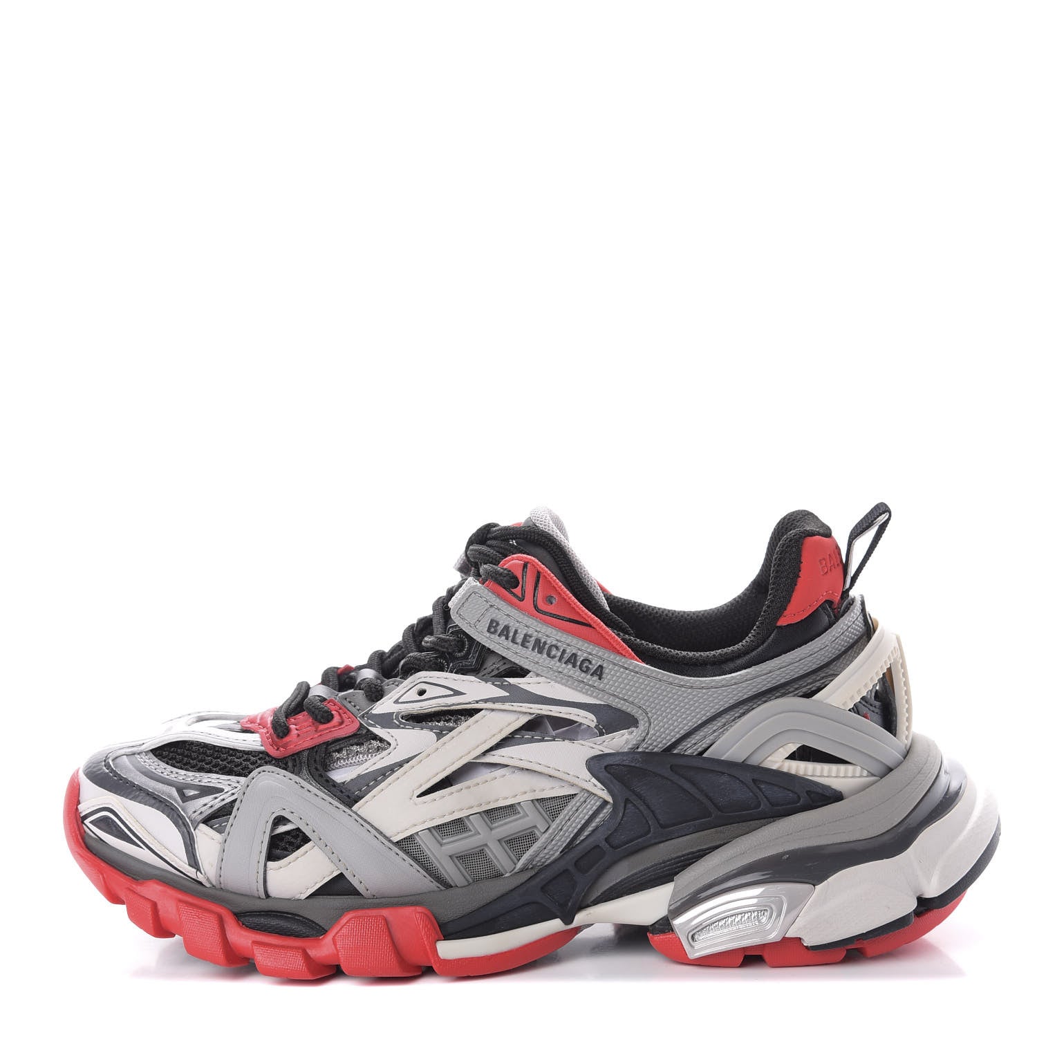Balenciaga Rubber Mesh Bi-Color Womens Track.2 Open Sneakers 35 Black Grey Red 1 of 10