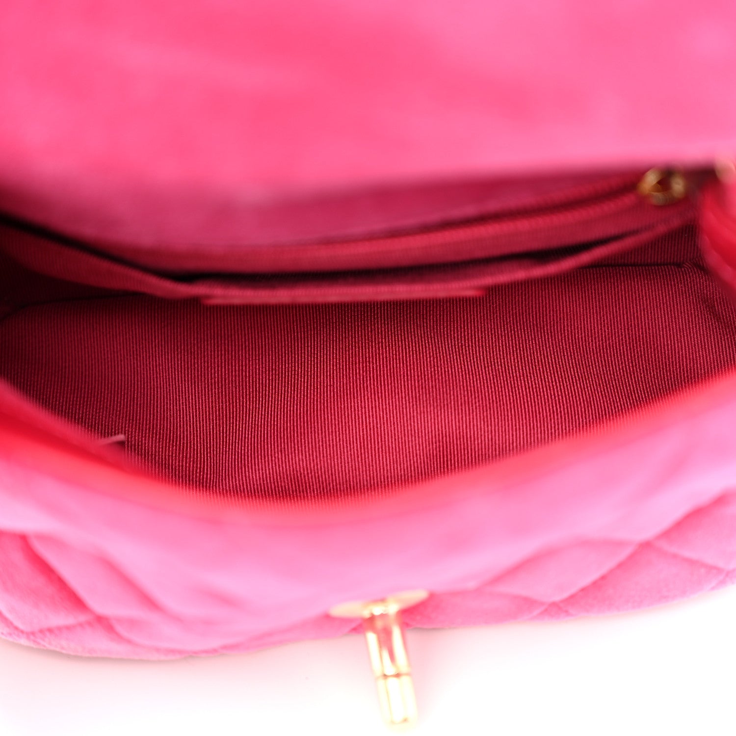 Chanel Velvet Quilted Mini Square Pearl Crush Flap Fuchsia 5 of 11