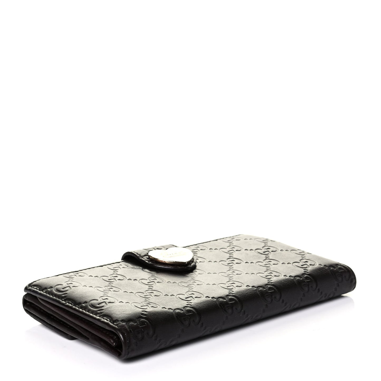 Guccissima Heart Continental Wallet Dark Brown