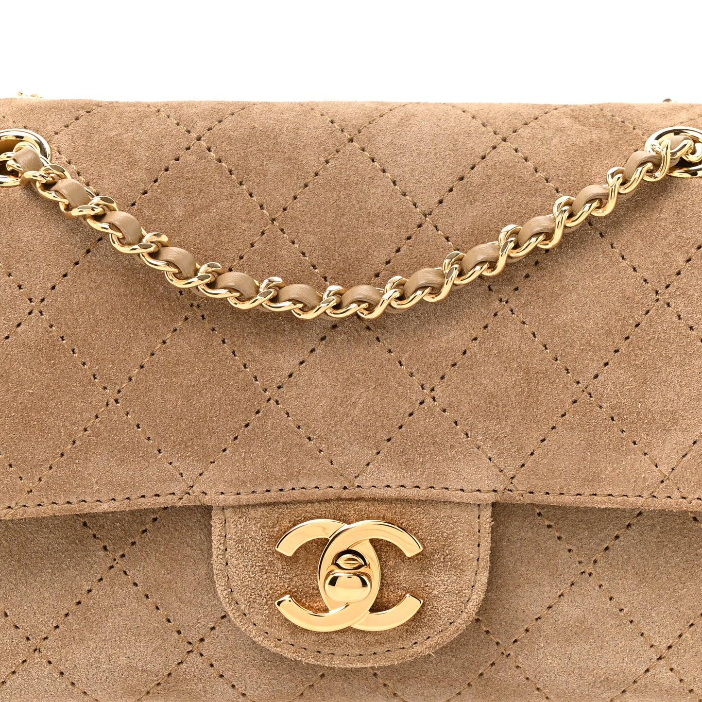 Suede Calfskin Mini Souplissimo Flap Dark Beige