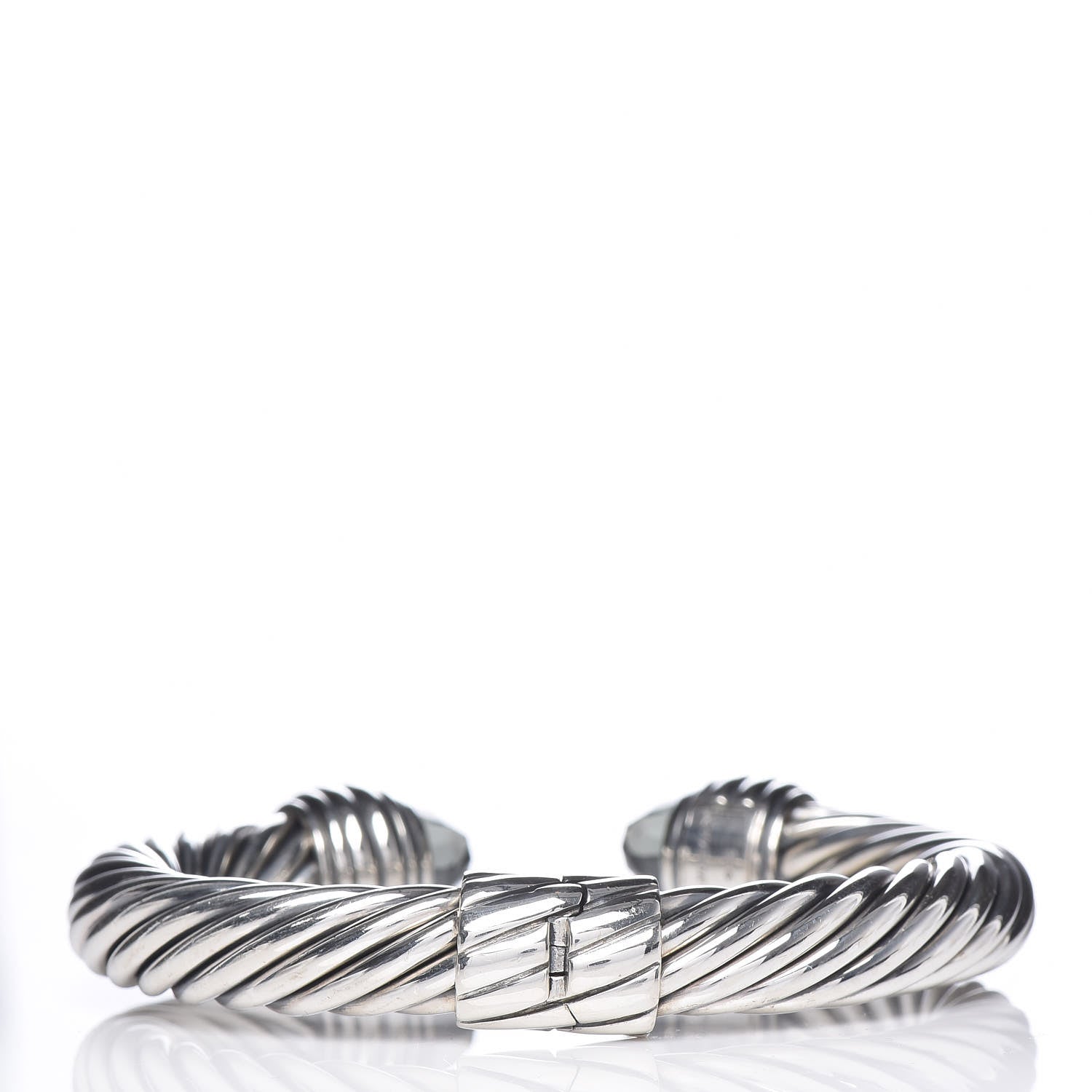David Yurman Sterling Silver Prasiolite 10mm Cable Classics Hinged Bracelet 3 of 4