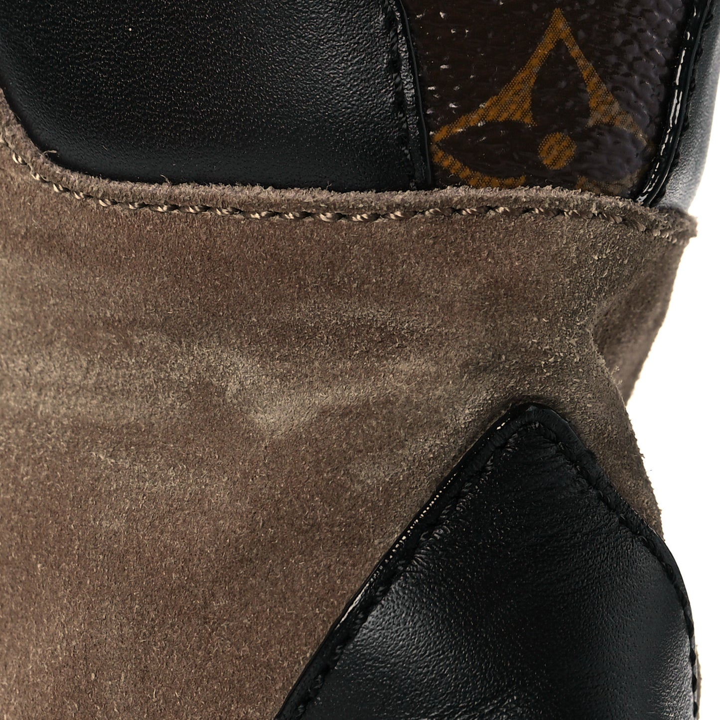 Suede Calfskin Monogram Laureate Platform Desert Boots 35.5 Taupe