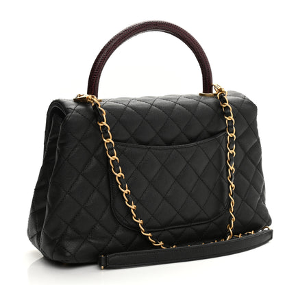 Chanel Caviar Lizard Embossed Quilted Small Coco Handle Flap Black 2 of 12