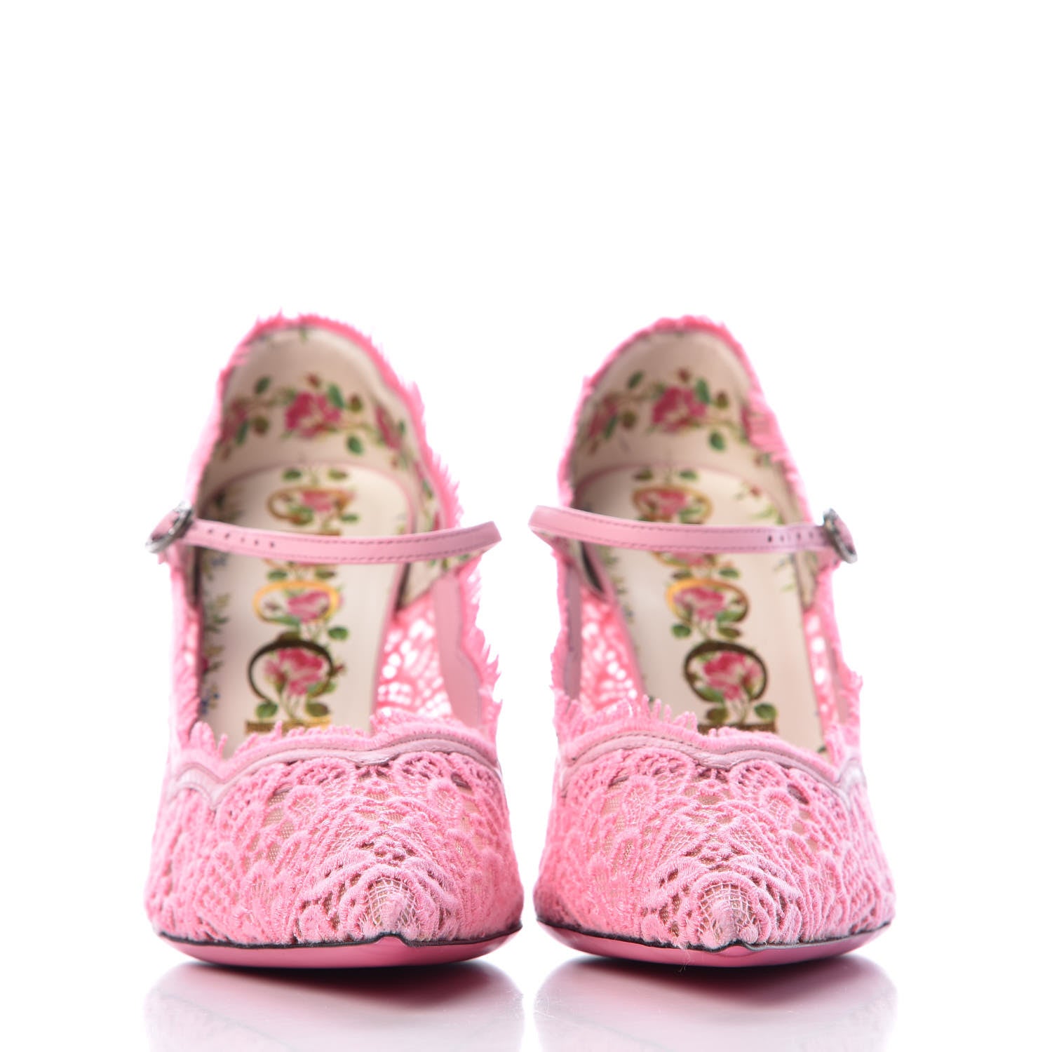 Gucci Lace Pizzo Venice Pumps 38.5 Sugar Pink 2 of 9