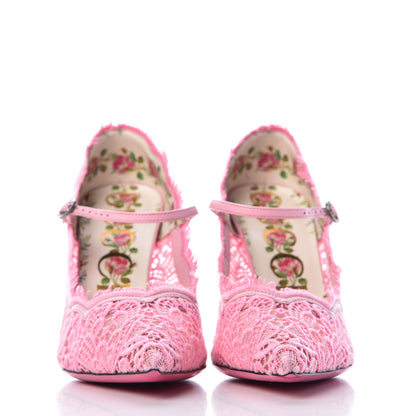 Gucci Lace Pizzo Venice Pumps 38.5 Sugar Pink 2 of 9