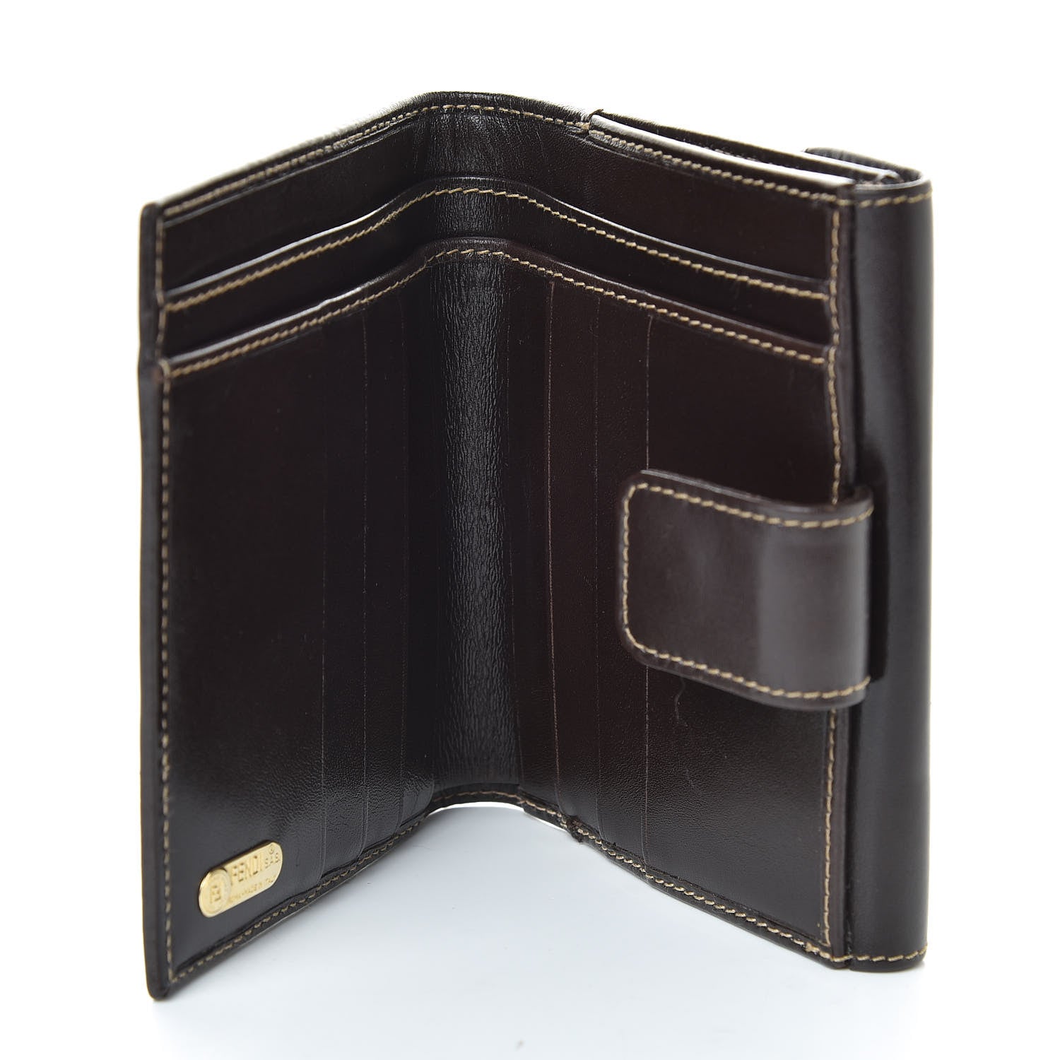 Fendi Zucca Calfskin Compact Wallet Tobacco 5 of 6