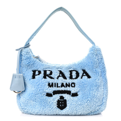 Prada Terry Cloth Mini Re-Edition 2000 Bag Celeste Black 1 of 9