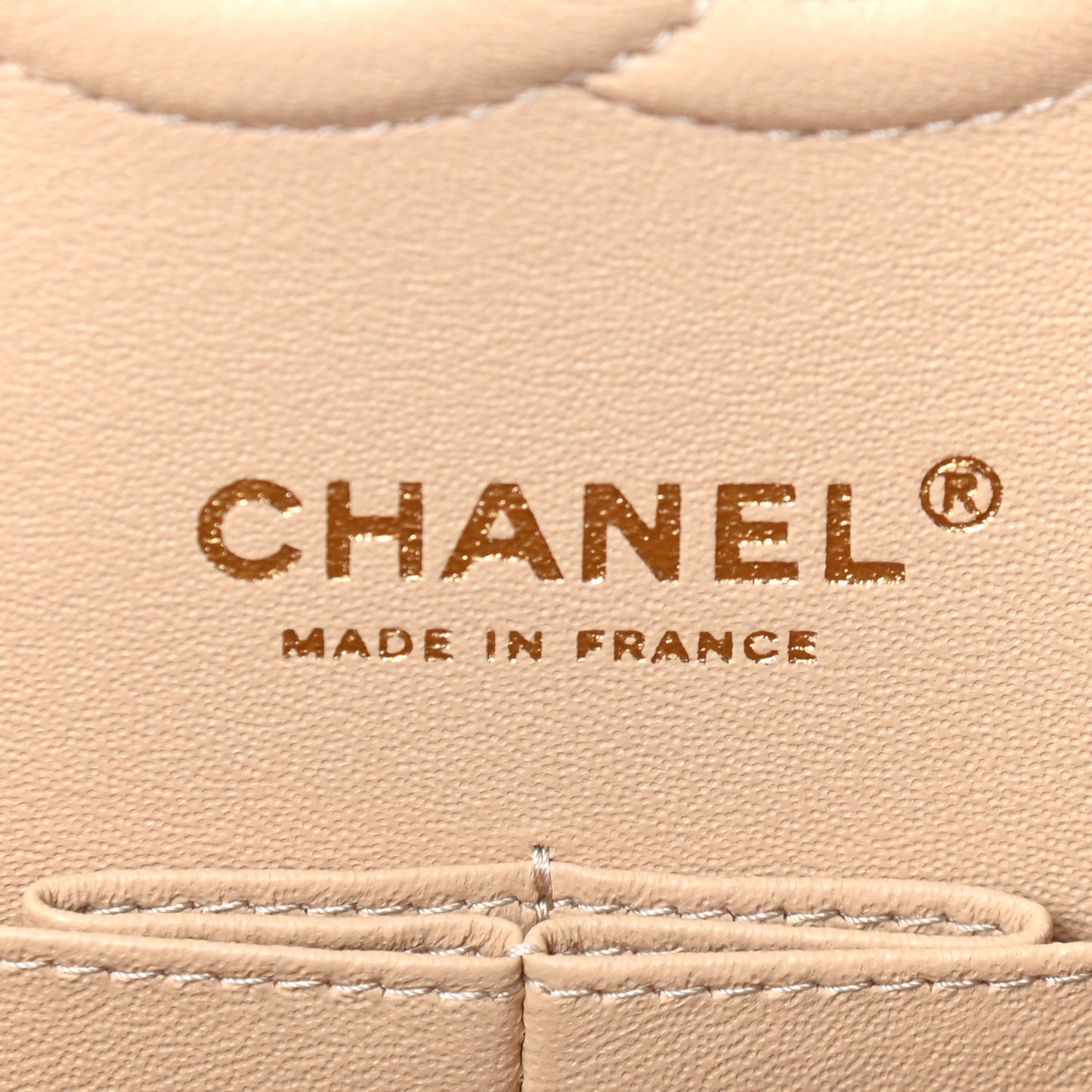 Caviar Quilted Medium Double Flap Beige