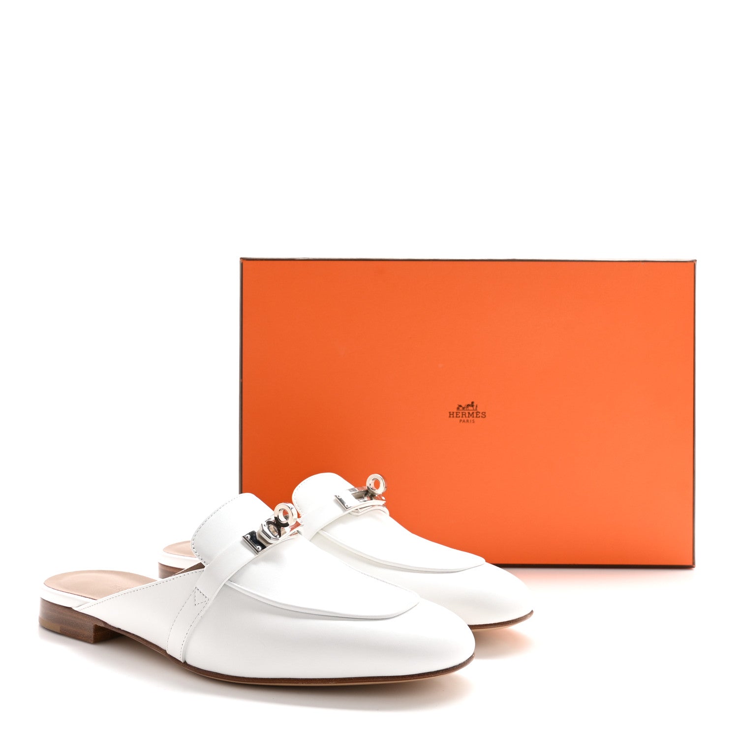 Hermes Calfskin Oz Mules 37.5 White 11 of 11