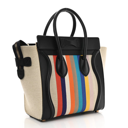 Celine Smooth Calfskin Striped Canvas Micro Luggage 3 of 15