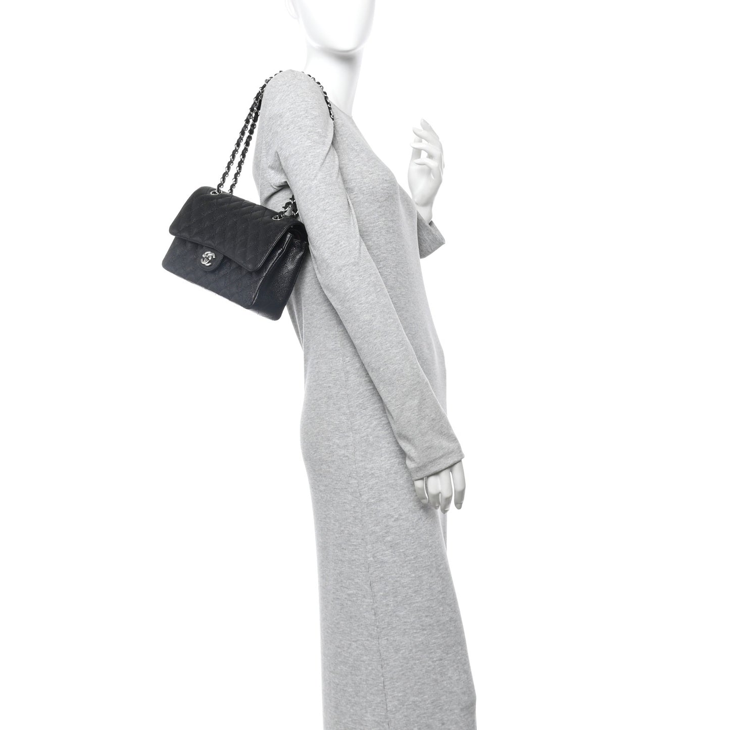 Caviar Quilted Medium Double Flap Black