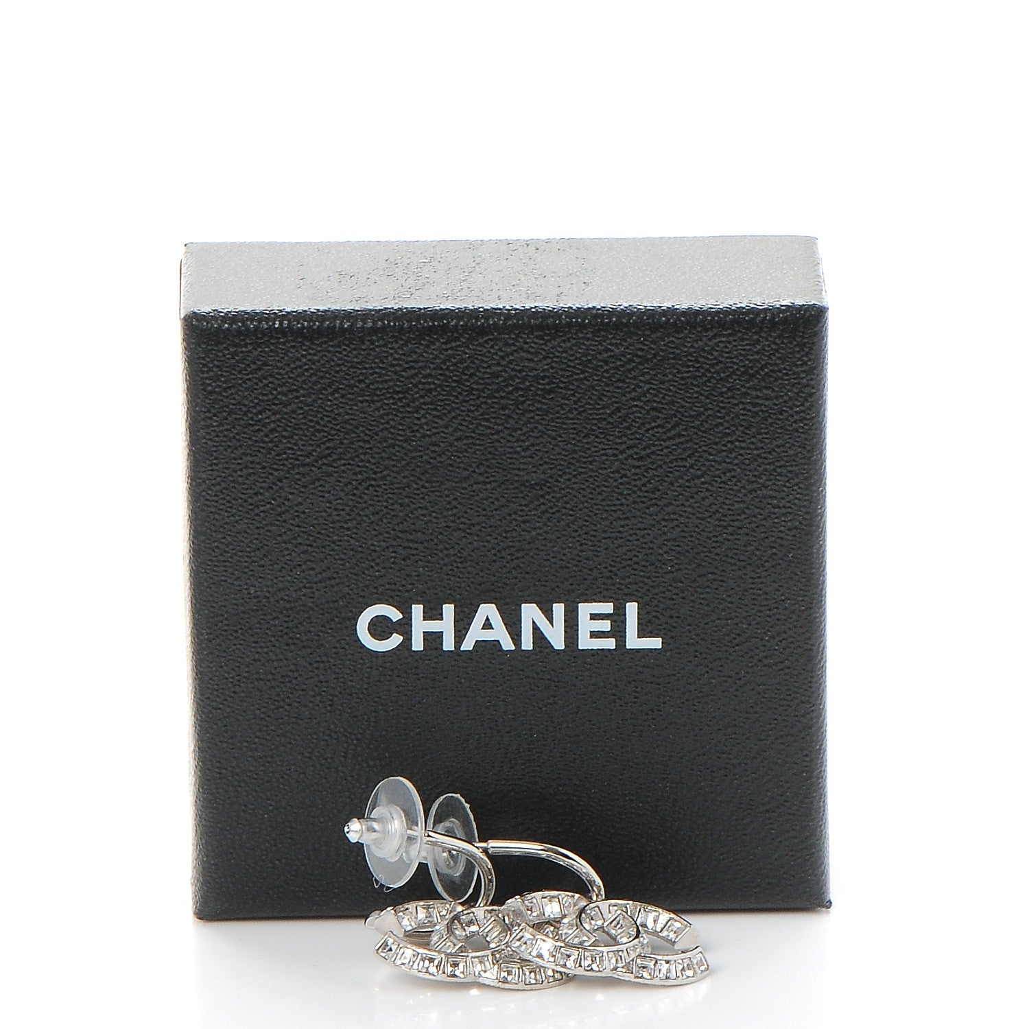 Chanel Baguette Crystal CC Dangle Earrings Silver 6 of 6