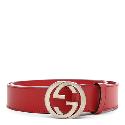 Gucci Selleria Calfskin Mens Interlocking G 37mm Belt Rosso 1 of 6