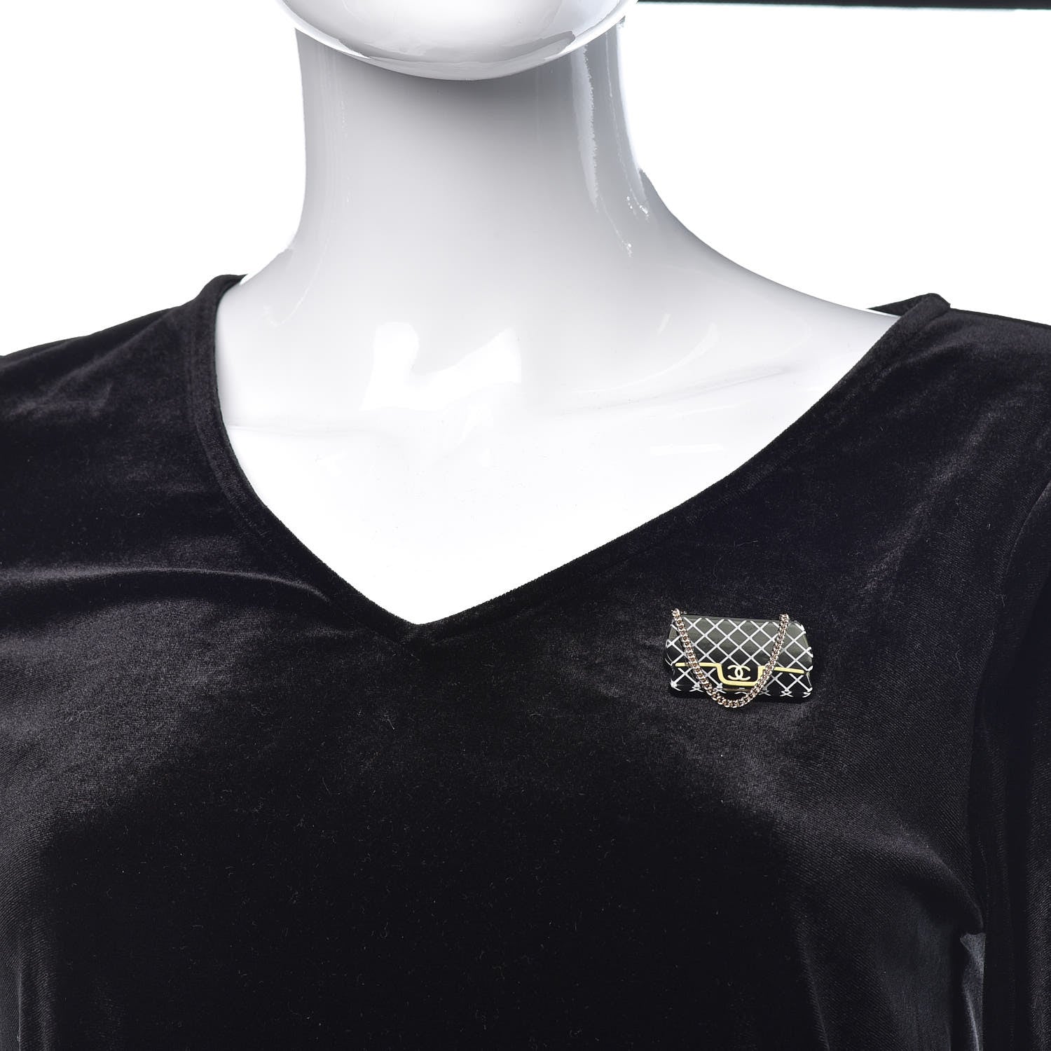 Chanel Enamel Quilted Icon Manga Flap Bag Brooch Black White Gold 2 of 4