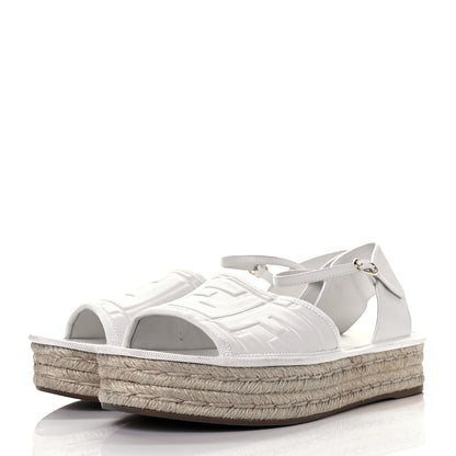 Fendi Nappa FF Embossed Espadrille Platform Sandals 40 Snow 5 of 20