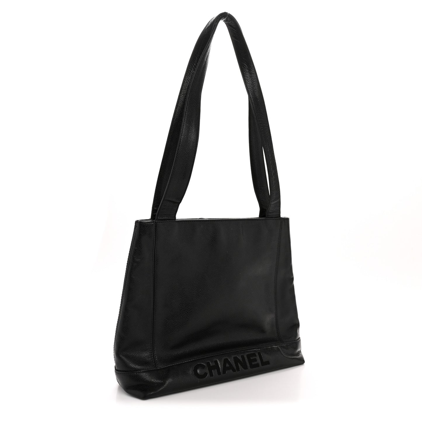 Caviar Logo Shoulder Bag Black