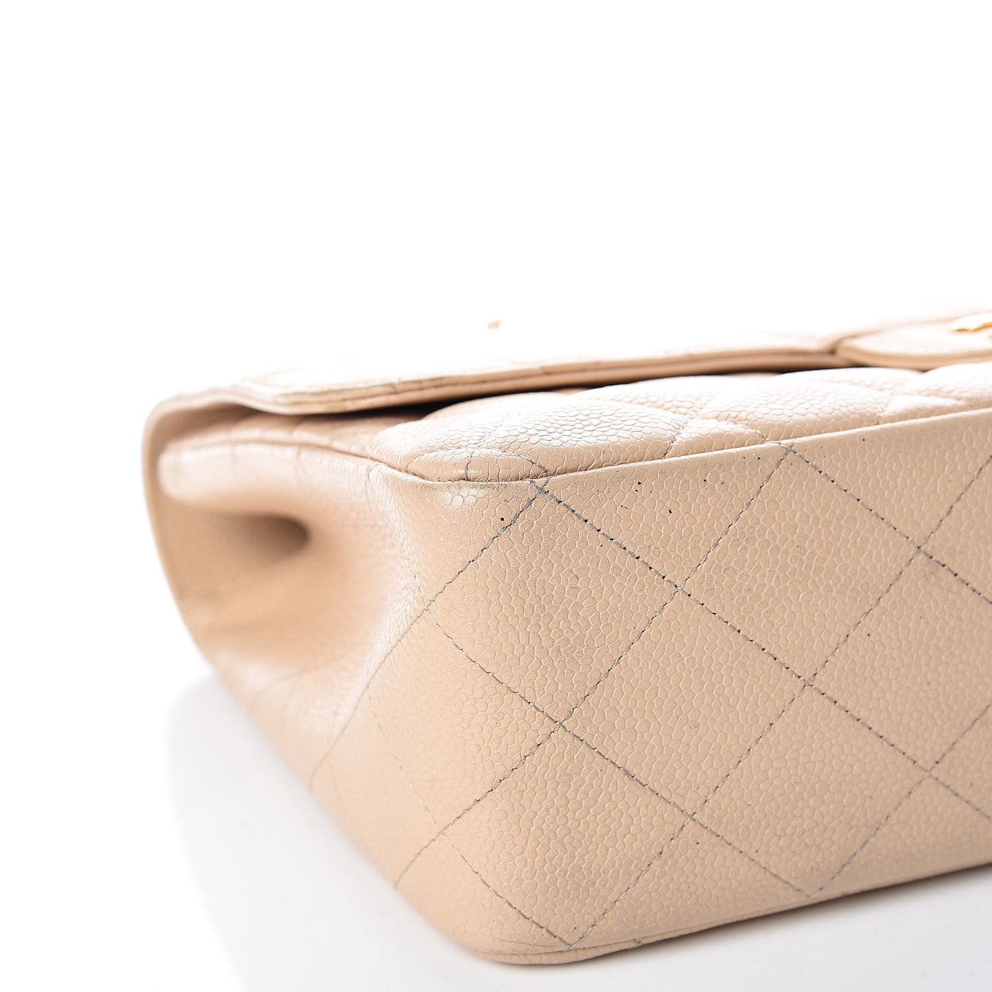 Caviar Quilted Jumbo Single Flap Beige Clair