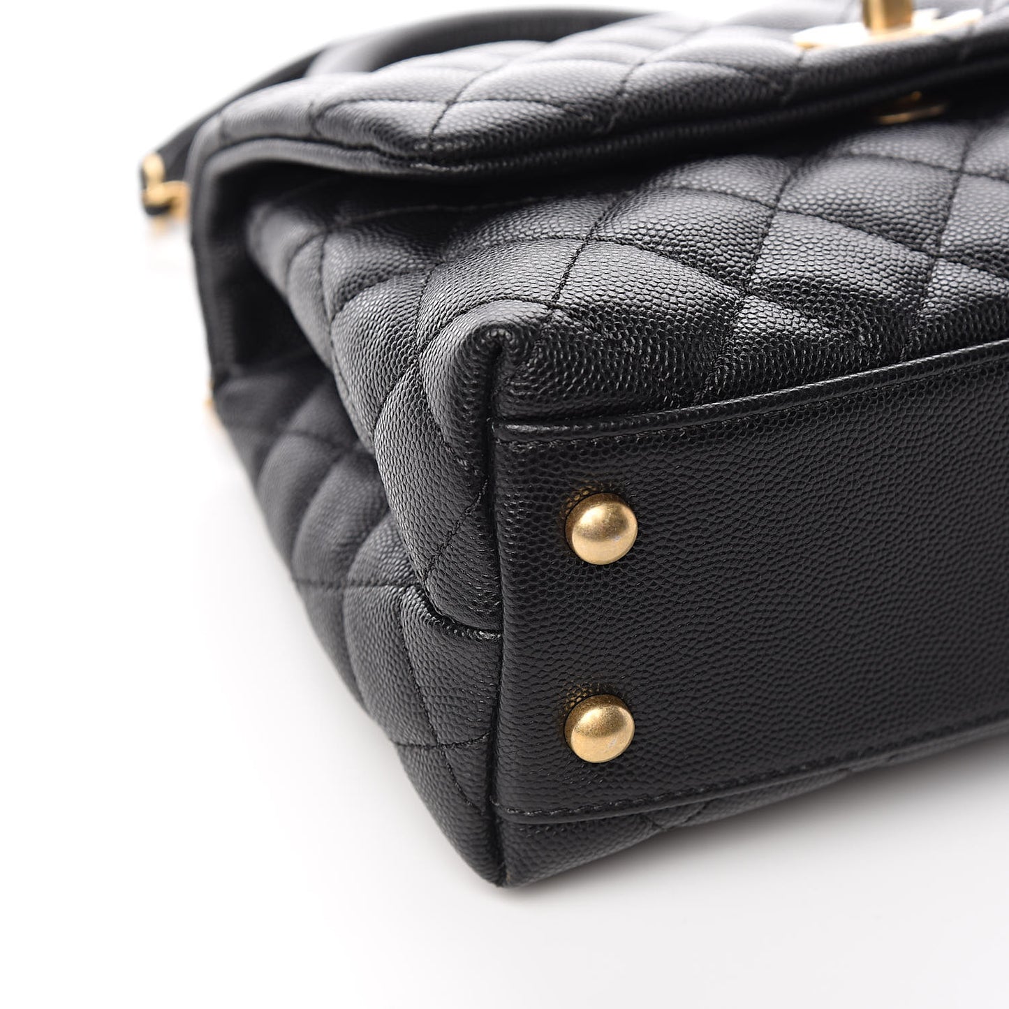 Caviar Quilted Mini Coco Handle Flap Black