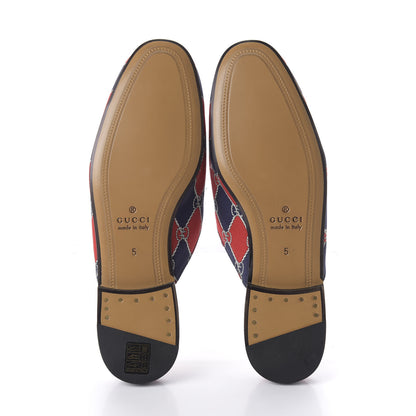 Gucci Mini GG Rhombus Chain Mens Princetown Slippers 5 Royal Bleuett Red 5 of 9