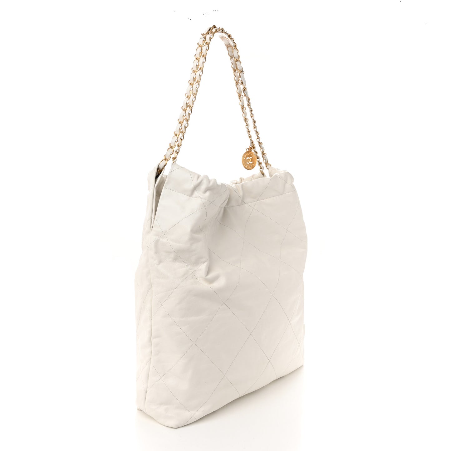 Shiny Calfskin Quilted Chanel 22 White