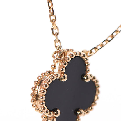 Van Cleef & Arpels 18K Yellow Gold Black Onyx Vintage Alhambra Pendant Necklace 5 of 12